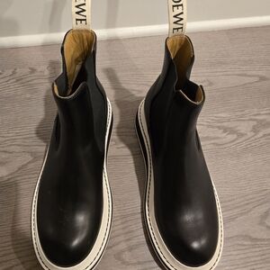 Loewe Black and White Ankle Boots